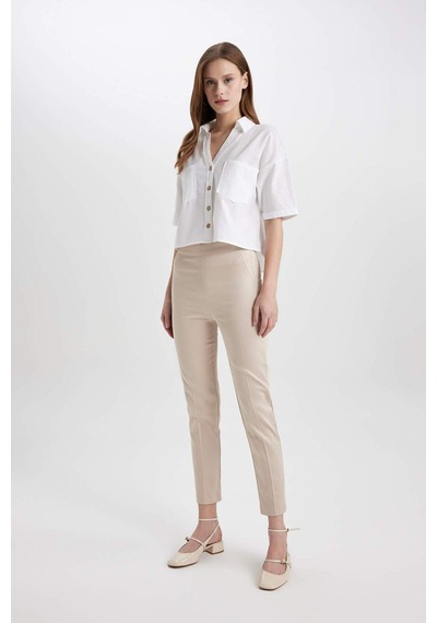 DeFacto Boxy Fit Keten Karışımlı Kısa Kollu Gömlek V2523AZ24SMWT34