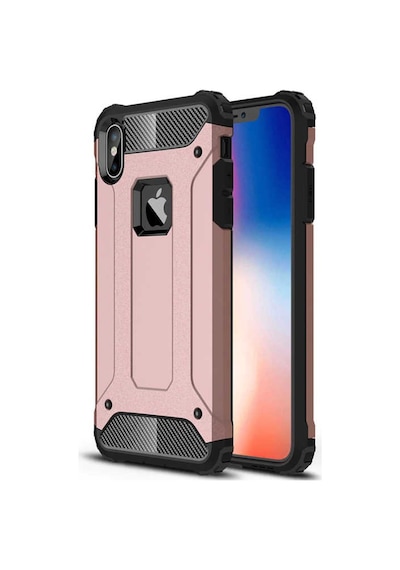 Noktaks - Apple Uyumlu iPhone X - Xs - Kılıf Çift Katman Zırh Tank Crash Military Kapak - Rose Gold Rose Gold
