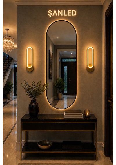 Dekoratif 20w Halka Modeli İç Mekan Gold Kasa Amber Işık 30 Cm Duvar Aplik Pilli 2 Adet