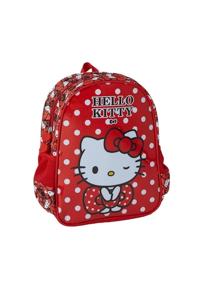Kırmızı Çocuk Sırt Çantası, Polka Noktalı Desen, 7 Adet Defter Hediyeli -çok Renkli