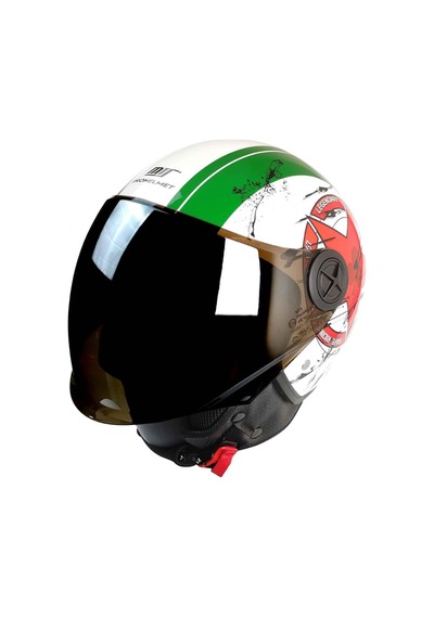 Mts Pro Helmelts Fx-101 Açık Motosiklet Kaskı-7406 Beyaz - Yeşil - Kırmızı