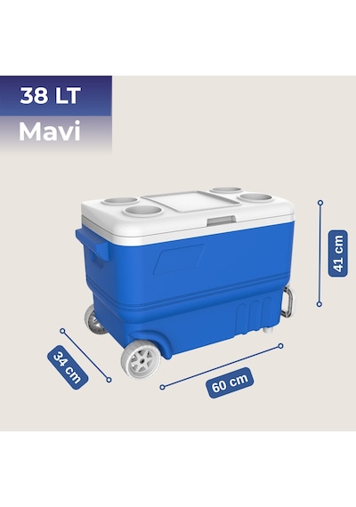 38 Lt Tekerlekli Buzluk Termos 1030 Wheled Cooler Box Mavi