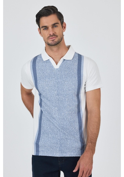 Kısa Kol Baskılı Suprem İtalyan Yaka Cepsiz Slim Fit Tişört 1011250123 İndigo