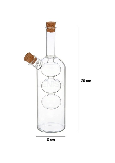 Üç Bölmeli Çift Hazneli Cam Yağdanlık & Sirkelik 260 Ml Zarif Tasarım Şeffaf