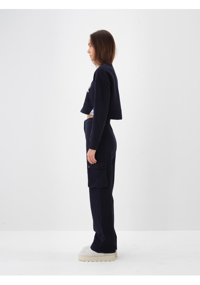 Xint Lacivert Pamuk Dokulu Oversize Kargo Pantolon 470425
