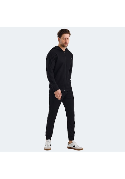 Slazenger KEEN IN Erkek Fermuarlı Kapüşonlu Cepli Siyah Eşofman Takımı