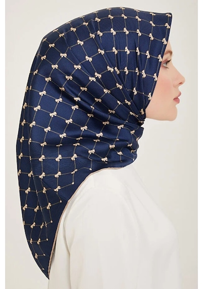 Belli Saf Twill İpek Eşarp 4006d Lacivert
