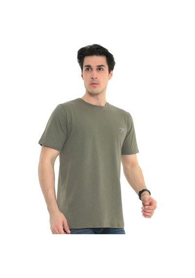 Raru Erkek %100 Pamuk T-Shirt Gravıs Haki (541475197) Çok Renkli