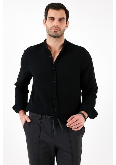 Buratti Pamuklu Regular Fit Hakim Yaka Erkek Gömlek Cf25S127702 Siyah
