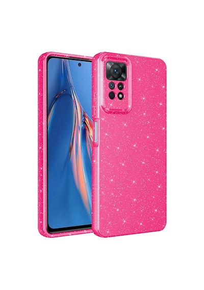 Zore Redmi Note 12 Pro 4g Kılıf Kamera Korumalı Simli Lüks Nvth Koton Kapak - Pembe Koyu