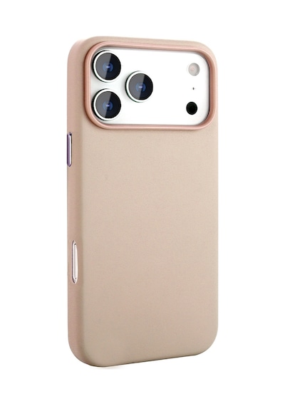 Apple Uyumlu iPhone 17 Pro Kılıf M-safe Şarj Özellikli Pu Deri Görünümlü Mkst Kupra Kapak - Siyah Siyah