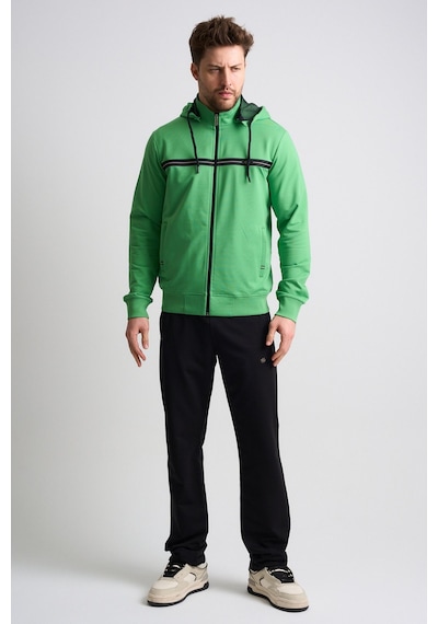 Shooter Sportswear Shooter Klasik Erkek Eşofman Takımı Çıkartılabilir Kapüşonlu Rahat Kalıp Yeşil
