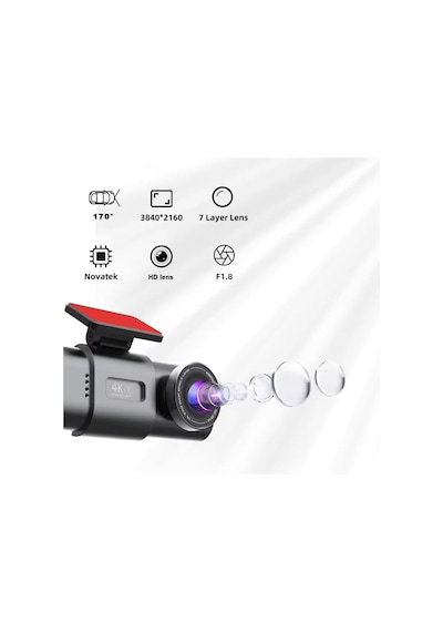 Antcam V309 4k+1080p Çift Kameralı 170 Geniş Açılı Wifi Gps Gece Görüşlü Araç İçi Kamera