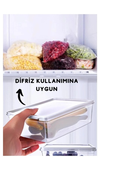 Ucr Home Kendinden Kapaklı Buzluk Saklama Kabı Derin Dondurucu Düzenleyici Set 10 Adet 2 Litrelik Şeffaf