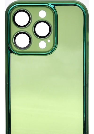 Apple Uyumlu iPhone 13 Pro Max Uyumlu Yeşil Kenarlı Renkli Yarı Şeffaf Kapak Kılıf Kamera Lens Korumalı Yeşil -