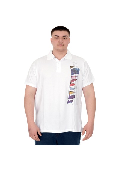 Mode Xl Büyük Beden Erkek T-shirt Polo Flag U25304 Beyaz Beyaz