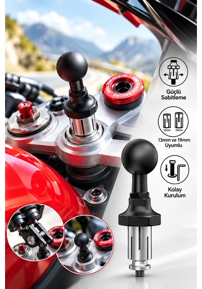 Racing Rbh-m6eb-19 Çatal Gövde Bağlantı Aparatı 13-19 Mm Telefon Ve Aksiyon Kamera Uyumlu Çok Renkli