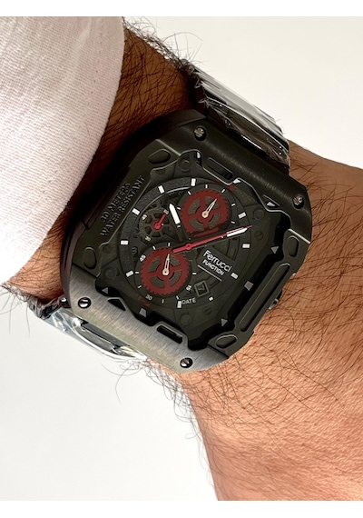 Ferrucci Kare Kadran Siyah Renk Fonksiyonları Aktif Takvimli 45mm Kasa Çap Erkek Kol Saati Siyah