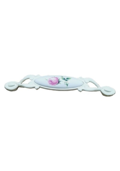 Miray 96 Mm Metal Krem Kasa Beyaz Gül Desenli / 5 Adet Krem