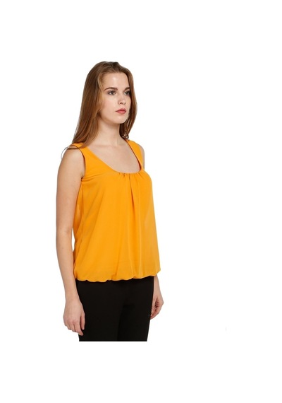 Bulalgiy Kadın Bal Şifon Kolsuz Bluz - Bga027920