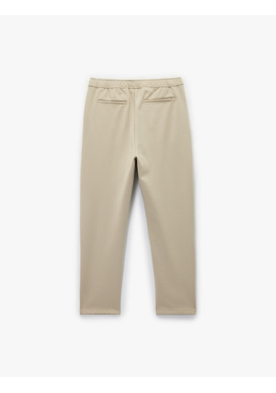 Koton Viskon Karışımlı Cepli Regular Fit Beli Bağcıklı Pantolon Bej 6wam40024hk Ekru