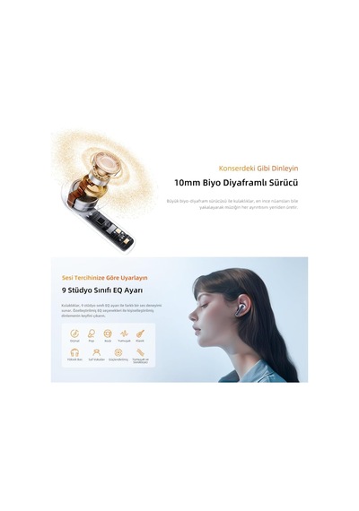 T31 Melobuds Neo Enc 4 Mikrofon Dijital Güç Göstergesi Bluetooth 5.3 Kablosuz Kulaklık Mavi