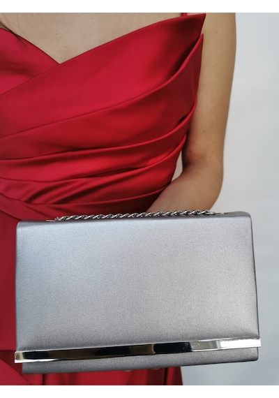 Çanta Trend Kumaş Gümüş Abiye Clutch Portföy Çanta GÜmüş