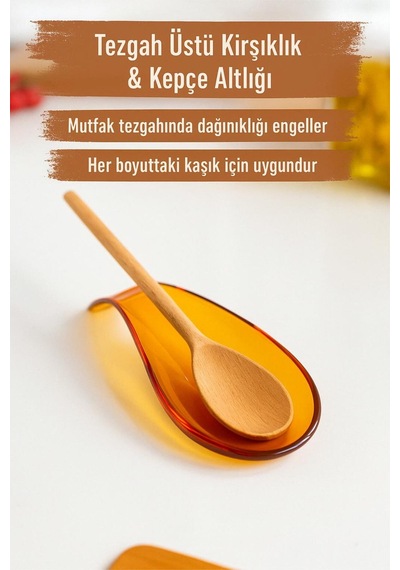 Akrilik Bal Tezgah Üstü Kirli Kaşıklık & Kepçe Altlığı Akrilik Turuncu Diğer