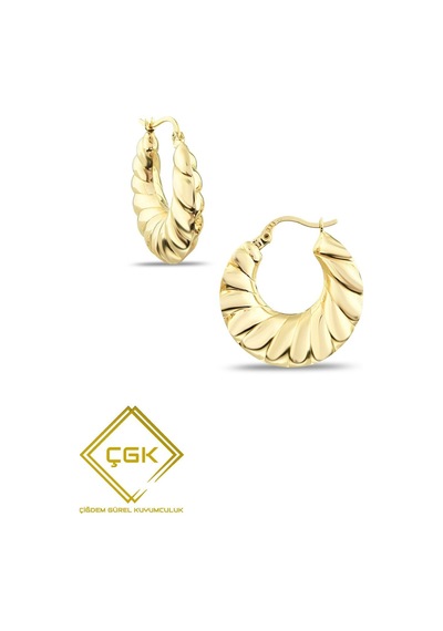 Çgk Çiğdem Gürel Kuyumculuk Midye Tasarım Altın Küpe Gold