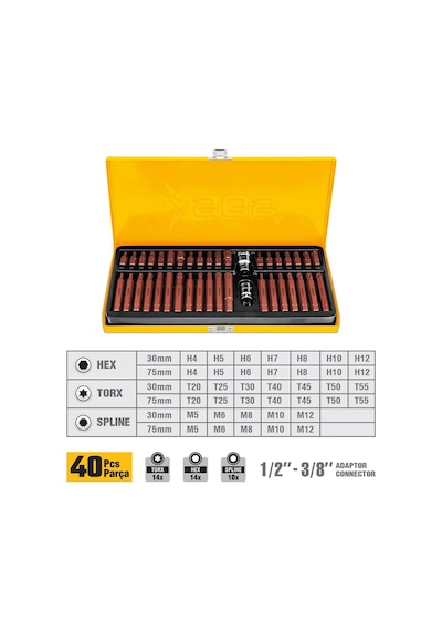 Sgs3875 Bits Uç Seti 40 Parça 30-75mm Torx Alyan
