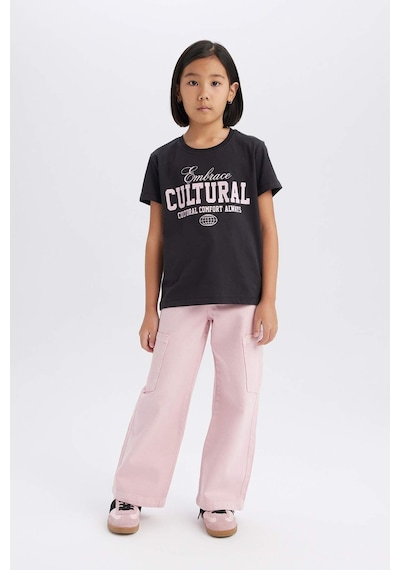 DeFacto Kız Çocuk Wide Leg Kargo Geniş Paça Jean Pantolon C0451A825SMPN122 Pembe
