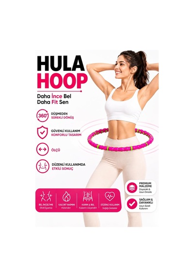 Sökülebilir Masajlı Fitness Hulahop Bel Ve Karın Egzersiz Çemberi 90 Cm