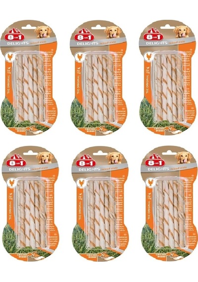 8in1 Delights Twisted Sticks Tavuklu Burgu Köpek Ödülü 55 Gr. X 6 Paket