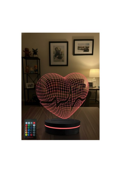 3d Kalp Şeklinde Led Gece Lambası Uzaktan Kumandalı Rgb Masa Lambası Dekoratif Ambiyans Işığı Çok Renkli