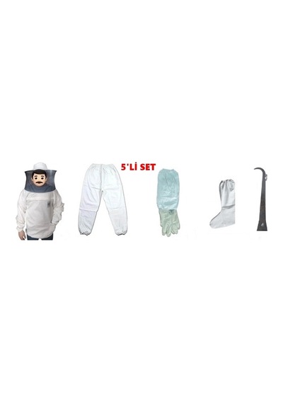5li Set Normal Maske, Pantolon, Eldiven, Arıcı Çorabı Ve El Demiri