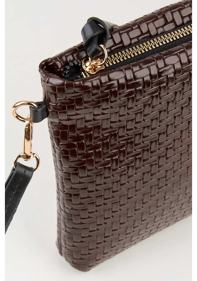 Vivaq Kadın Bellis Örgü Acı Kahve Astarlı Suni Deri Bilek Askılı Portföy El Ve Clutch Çanta Kahverengi
