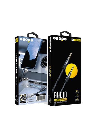 Onopo F1 Audio 3.5 MM Aux Kablosu Siyah