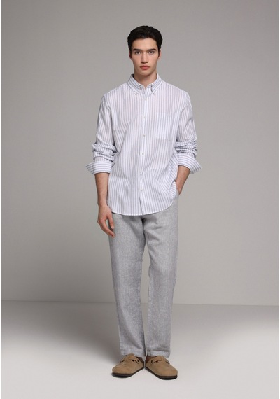 Colin's Colins Regular Fit Shirt Neck Çizgili Erkek Lacivert Uzun Kol Gömlek Cl1080091 Q1.v2 Nav