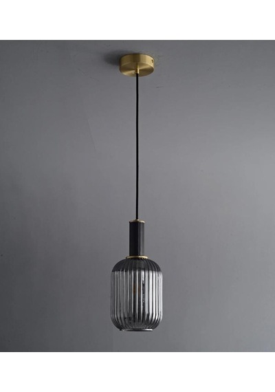 Rsylight Rustik Dekoratif Metal Modern Siyah Füme Opal Camlı Tekli Avize-rys9019090