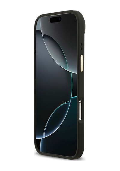 Apple Uyumlu iPhone 17 Air Kılıf Guess Lisanslı M-safeli 4g Desenli Pu Metal Plaka Klasik Logolu Siyah Siyah