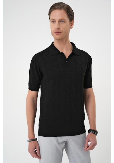 Efor Comfort Fit Polo Yaka Pamuklu Kısa Kol Casual Siyah Triko Tişört Tr 880 Siyah