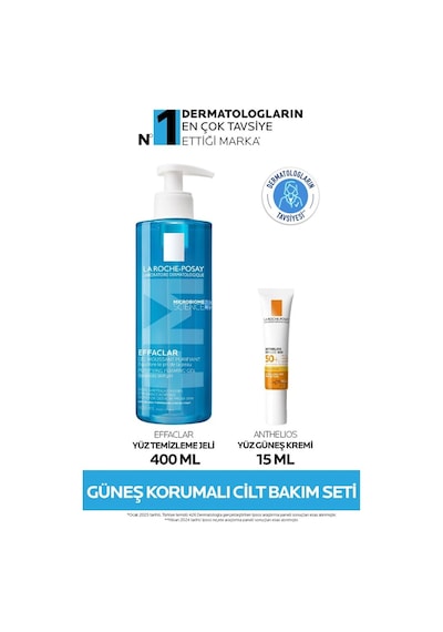 La Roche Posay Güneş Korumalı Cilt Bakım Seti : Effaclar Yüz Temizleme Jeli 400ml & Anthelios Yüz Güneş Kremi 15ml