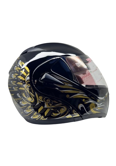 Kask Vrt Marka Vizörlü Çeneden Açılır Siyah - Gold