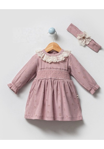 By Bubbles Kız Bebek Dantel Detaylı Beli Lastikli Elbise Mor By Bubbles Kız Bebek Dantel Detaylı Beli Lastikli Elbise Mor