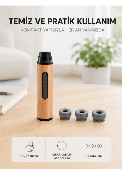 Ahşap Görünümlü Mini Küllük Taşınabilir Kompakt Tasarım 3 Farklı Uç Seçeneği - Lisinya