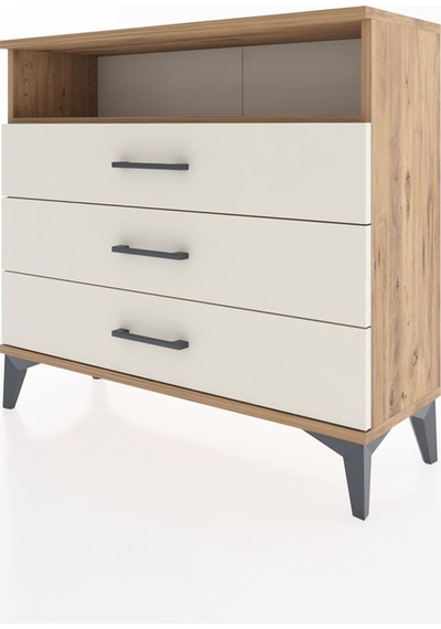 Arges Şifonyer Tek Raflı 3 Çekmeceli 88x30x80 Çam-aytaşı Çam