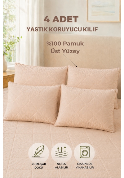 Formeya Alez Kahverengi %100 Pamuk Yastık Koruyucu Alez 4 Adet 50X70