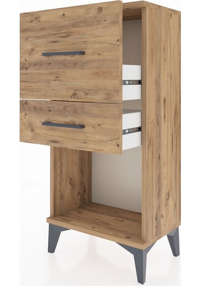 Arges Komodin 2 Çekmeceli 44x30x96 Çam-çam Çam