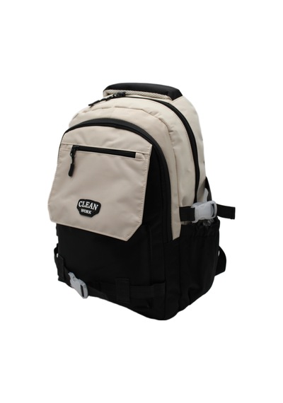 Çok Bölmeli Bej-siyah Okul Sırt Çantası Unisex Okul Çantası 26011