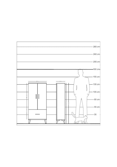 Hyperion Dolap 2 Raflı Tek Çekmeceli 2 Kapaklı 60x44x134 Çam-... Çam